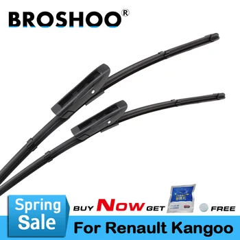 

BROSHOO Car Wiper Blades Natural Rubber For Renault Kangoo 1 2 Model Year From 1997 To 2015 Fit Standard Hook Arm/Bayonet Arm