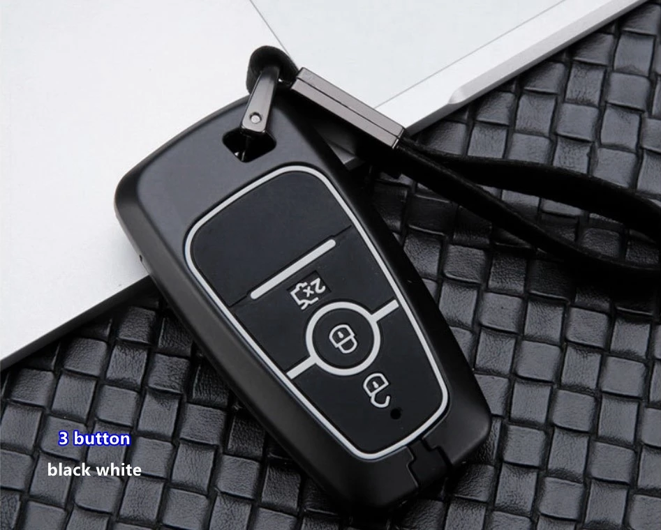 3 button black white Автомобильный чехол для ключей, держатель для Ford Mondeo Fusion F150 Mustang Explorer Edge Ecosport F-150, аксессуары для F-250 - Название цвета: 3 button black white