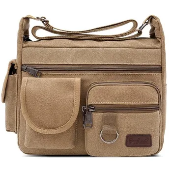 

Canvas Single Shoulder Korean Version Large Capacity Multi-Layer Messenger For Leisure Bag Vintage Water Resistant Briefcase2020