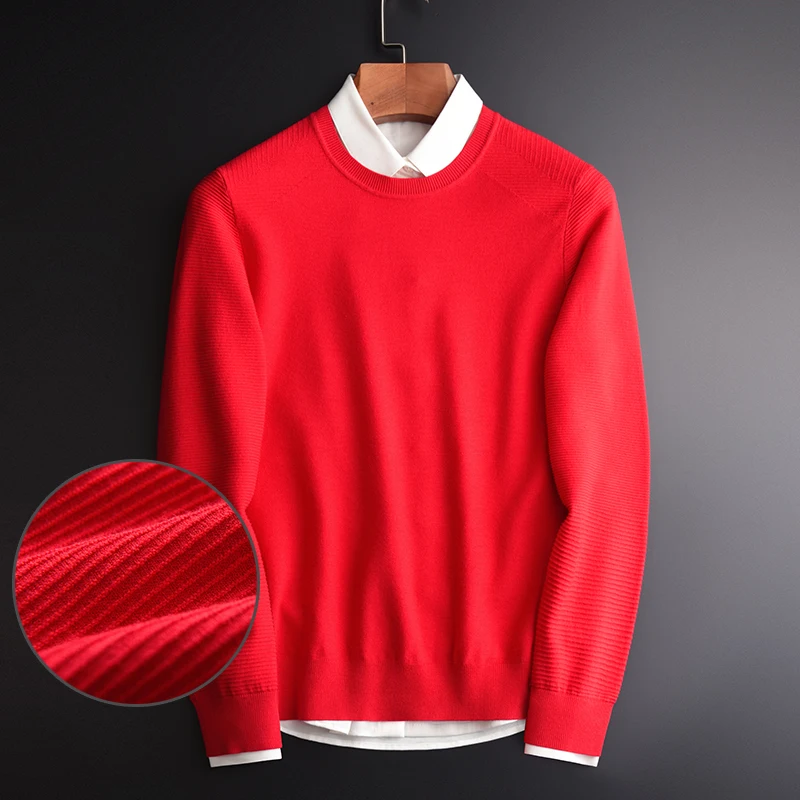 

Mignlu Men's Plus Size 3XL 4XL Spring And Autumn Round Collar Slim Fit Mens Pullover Sweaters Luxury Stripe Sweater Men