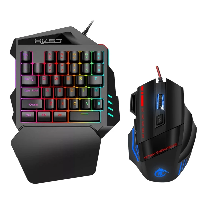  V100+A907 for PUBG Keyboard Mouse Set 35 Keys Mini USB Wired Keyboard+ Mouse Gaming Gift for Laptop