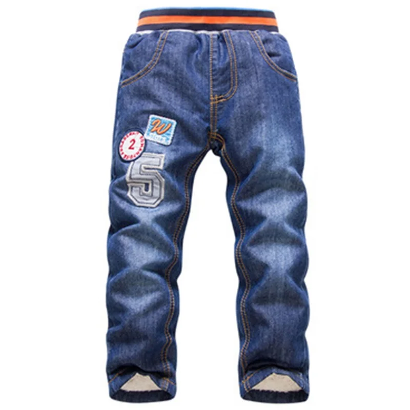 SL1571 Зимние джинсы для мальчиков; брюки для детей 2-7 лет; утепленные шерстяные брюки; повседневные потертые синие джинсы; Новая брендовая Джинсовая Верхняя одежда; теплые брюки - Цвет: SL1571