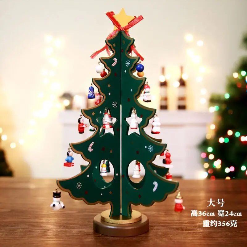 Mini Christmas Tree Holiday Decor Colorful Double Wood  Xmas Tree New Year Party Wedding DIY Desktop Home Ornaments 25cm-35cm (15)
