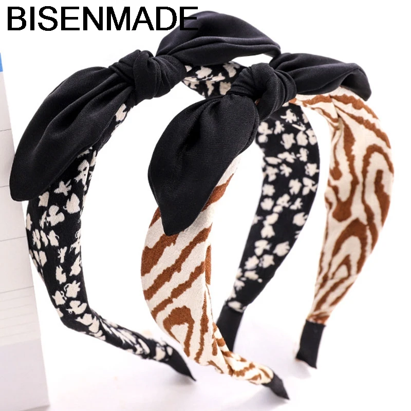 

BISENMADE Autumn/Winter New Hairband For Women Ethnic Headwear Fabric Headband Bowknot Floral Headdress Girl Hair Accessories