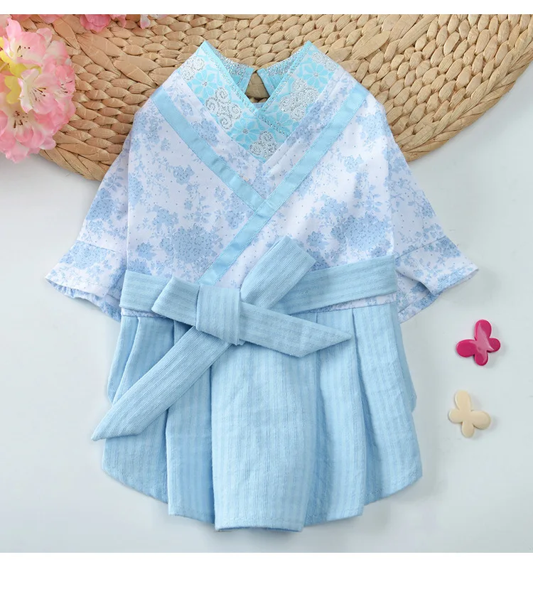 Одежда для собак костюм для животного в китайском стиле Hanfu весна лето элегантное хлопковое милое платье принцессы для Тедди маленькие собачки чихуахуа кошки