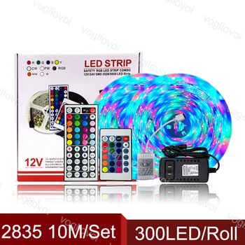 

Vogliovoi Led Light Strip 10M SMD2835 300Leds/Roll DC12V Waterproof IP65 RGB 24/44keys 110-240V 3A Adapter For Courtyard KTV