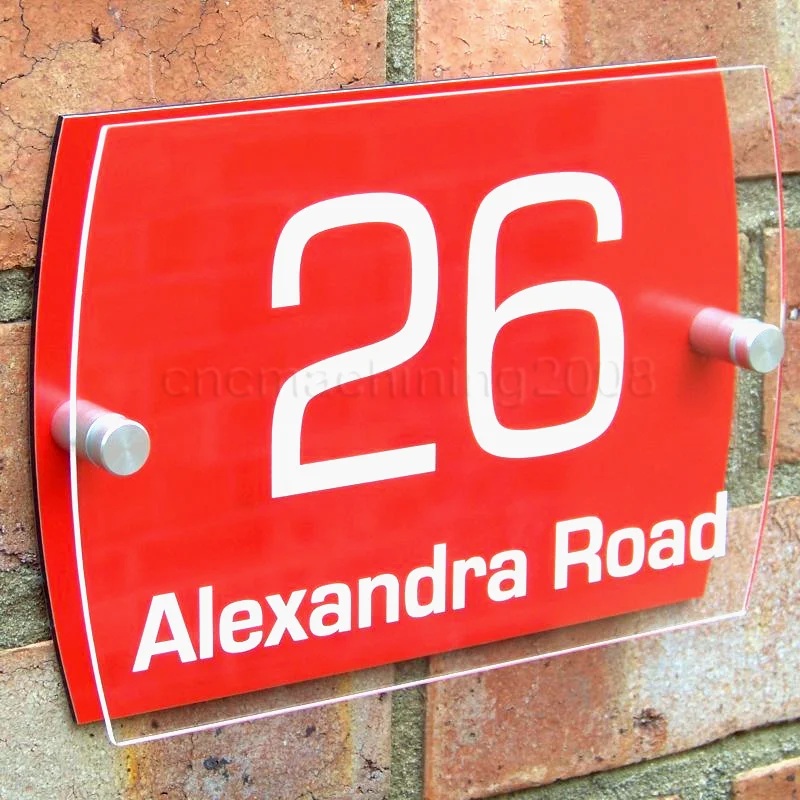 Customize House Door Number Plaque Wall Gate Sign Name Plate Glass Acrylic Aluminium