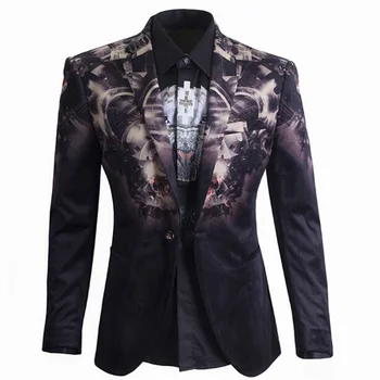 

Creative Design British Men's Fashion Print Suits Business Casual Personality Suits Long Sleeve Printed Blazers