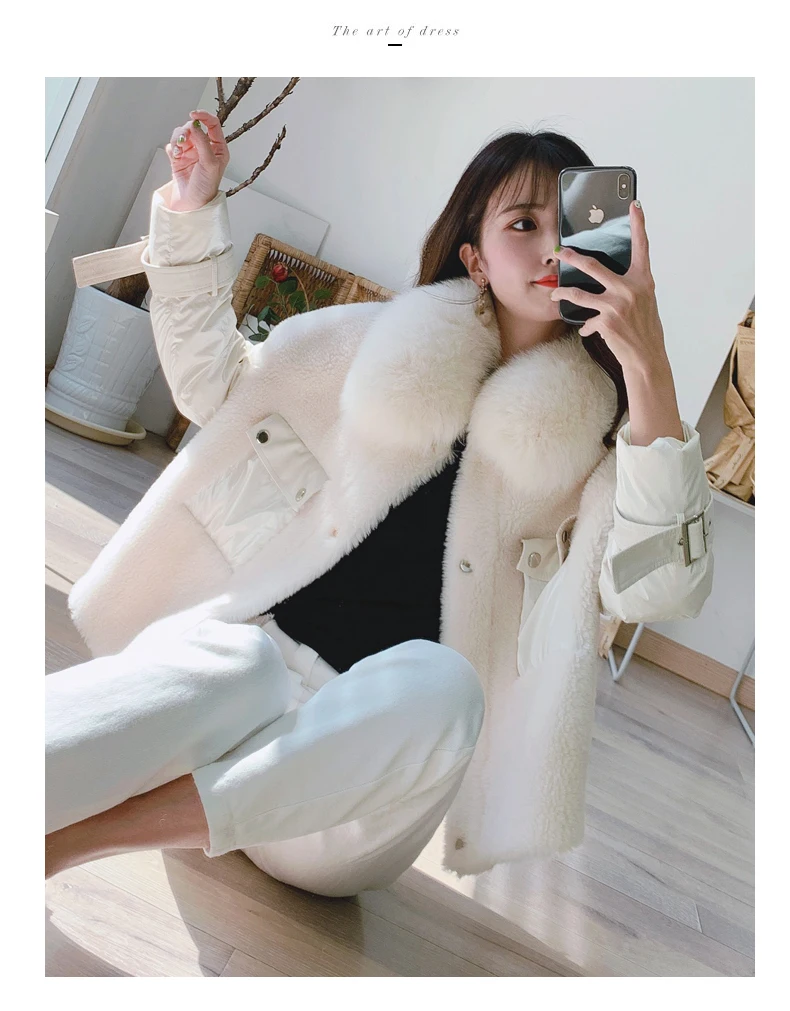Discount Real Fur Coat Winter Coat Women Clothes 2019 Korean Fashion Sheep Shearing 100% Wool Jacket Duck Down Jackets 919150 YY1703 10