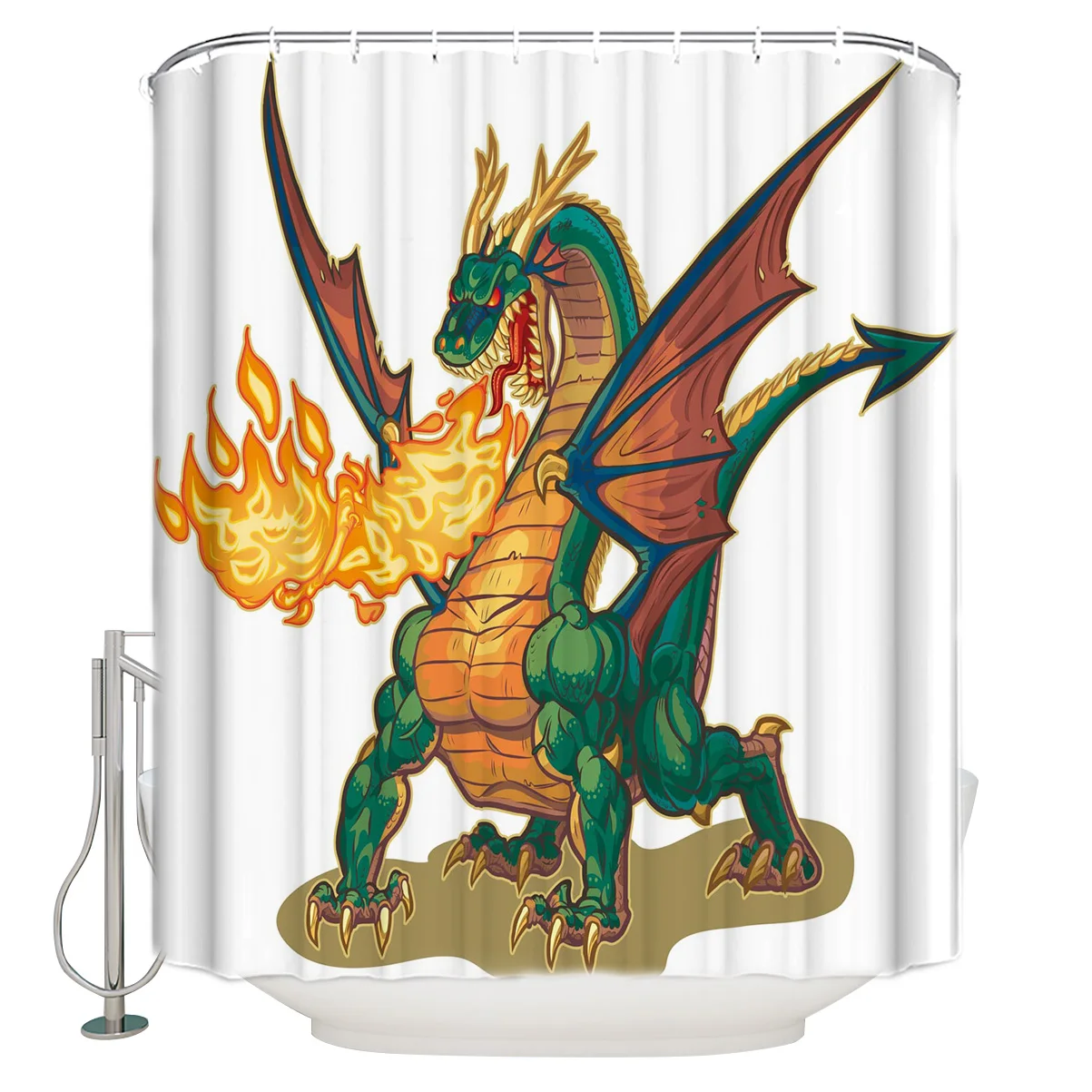 Водонепроницаемая душевая занавеска для ванной комнаты с изображением дракона и