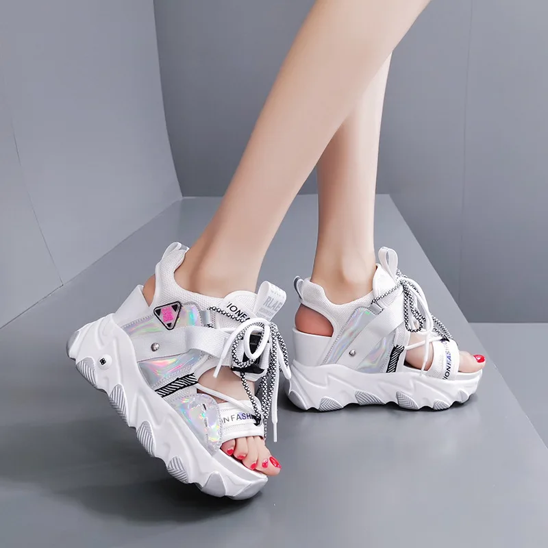 두꺼운 혼합 색상 여성 샌들, 캐주얼 여성 및 비치 슈즈, 레이스 버클과 오픈 ..