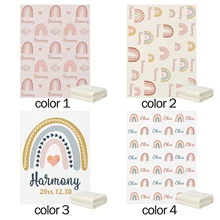 

LVYZIHO Boho Watercolor Rainbow Personalized Name Baby Blanket - 30x40 /48x60/60x80 Inches - Fleece Blanket