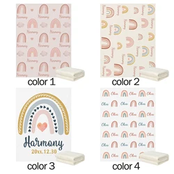 LVYZIHO Manta de lana con nombre personalizado para bebé, cobija de 30x40 /48x60/60x80 pulgadas con diseño de arcoíris y acuarela, estilo bohemio