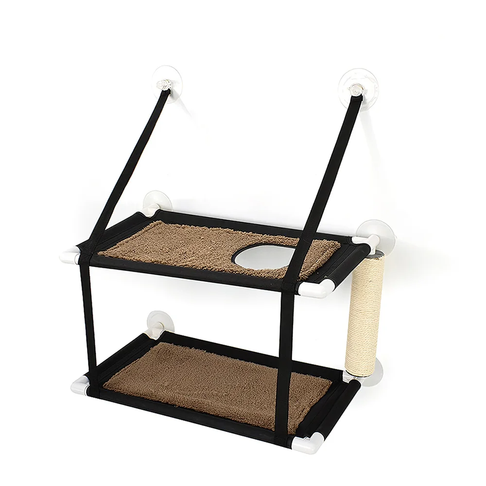 

Hot Double Cat Hammock Bed Basking Window Mounted Bed Sofa Mat Lounger Perch Cushion Hanging Shelf Seat with Suction Cup for Cat