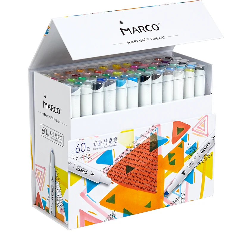 Marco Raffine 36/60/120 Colors Dual-tip Professional Oil Art Markers For  Drawing Brush Marker Pen Set Color Sketch Colored Pens - Art Markers -  AliExpress