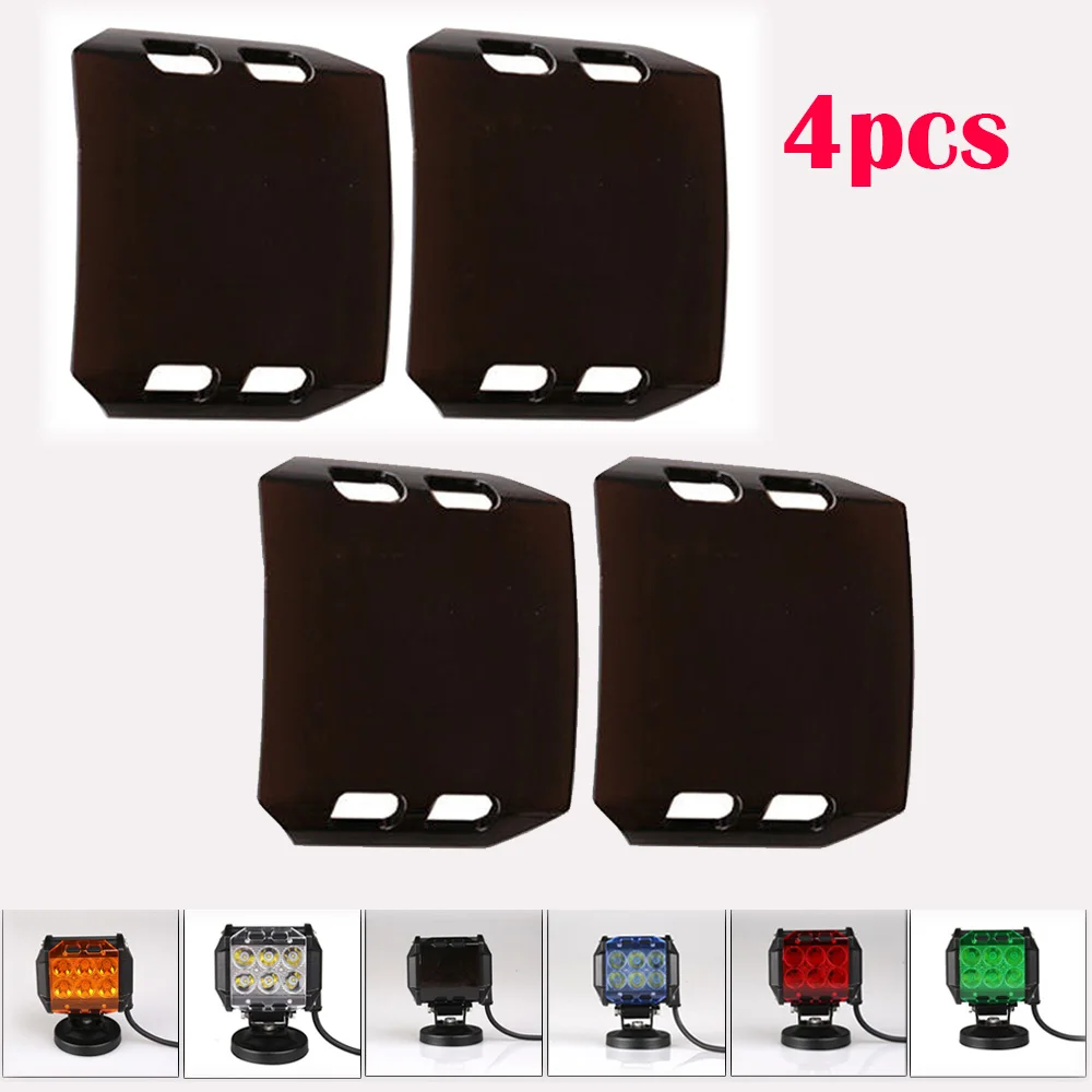 

4x Clear Black Red Blue Amber Color Shell Snap On LED Work Light Bar Dust Proof Protective Covers 4x4 4WD ATV 18W 4"INCH Offroad