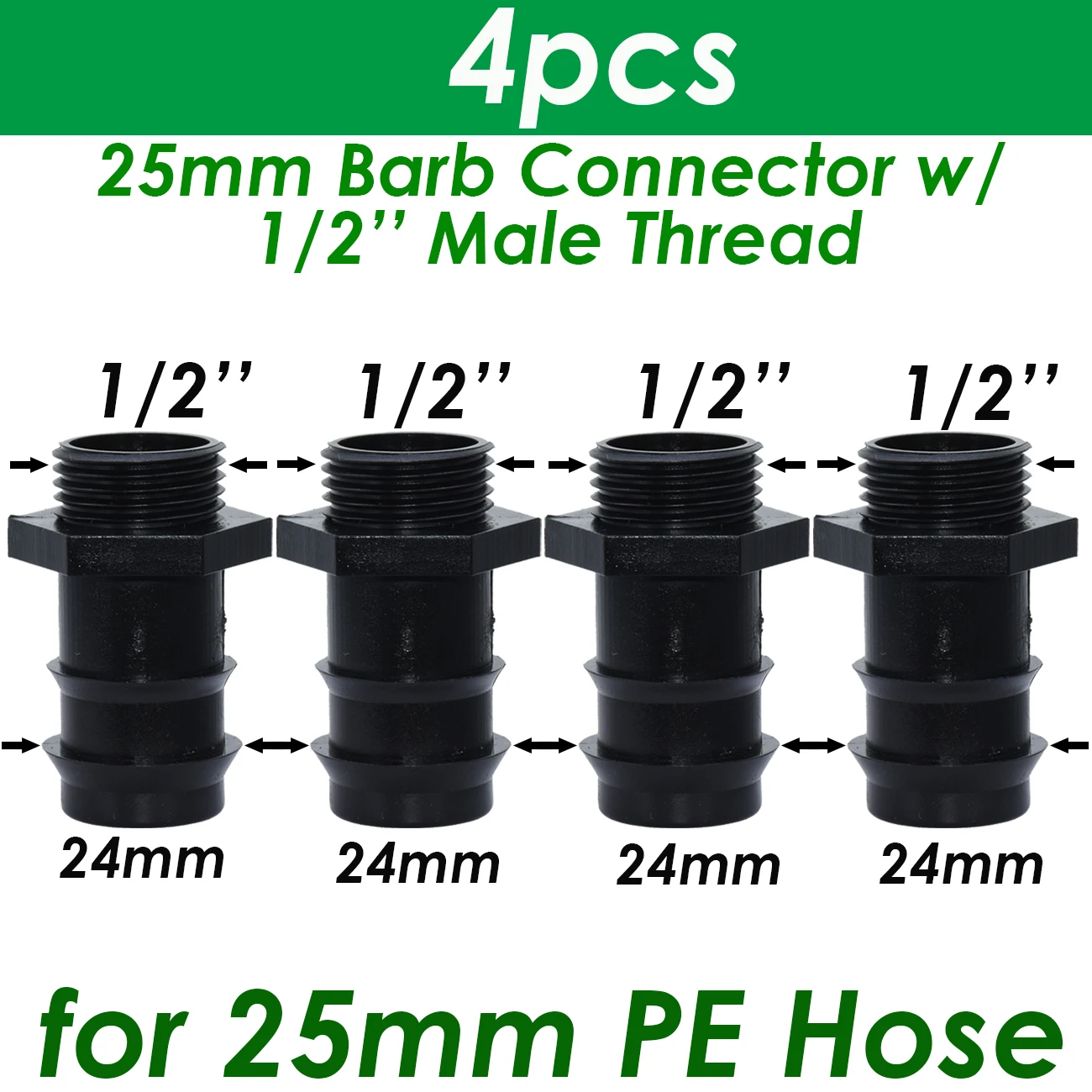 1/2 "3/4" männlich Weiblich Gewinde Stecker Zu Barb 16mm 20mm 25mm PE Schlauch Adapter T ellenbogen Garten Bewässerung Tropf Bewässerung System – Detail 10