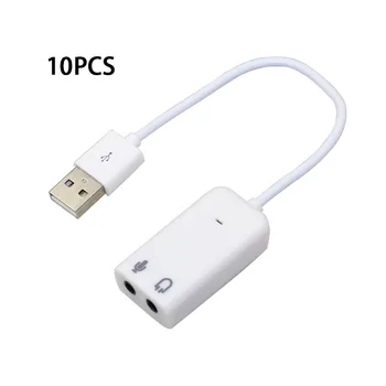 

10PCS External USB Audio Sound Card Adapter 7.1 Virtual Channel With Cable Microphone 3.5mm interface Sound Cards