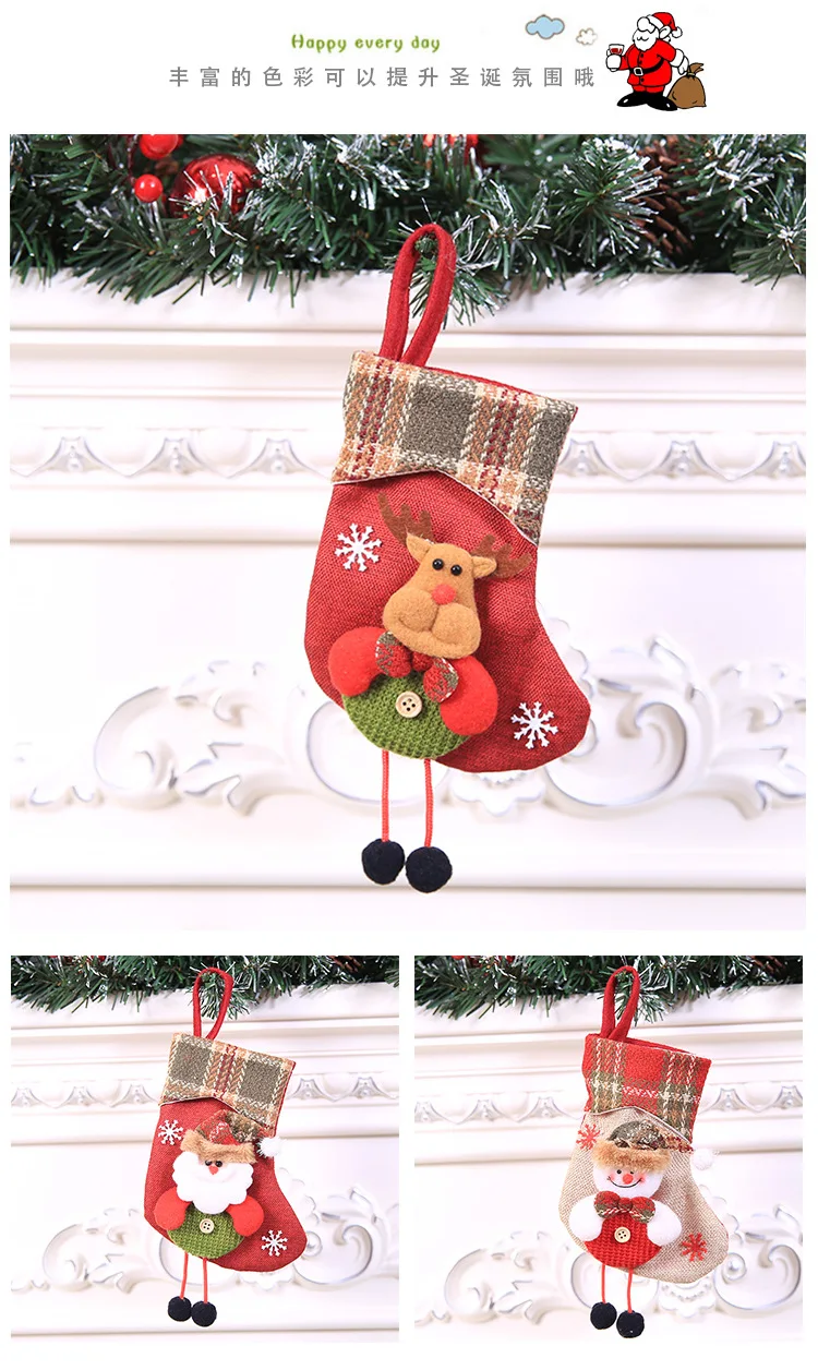 christmas socks decoration 10pc christmas decorations for home candy cloth новогодние сувениры gift bag navidad adorno ornaments