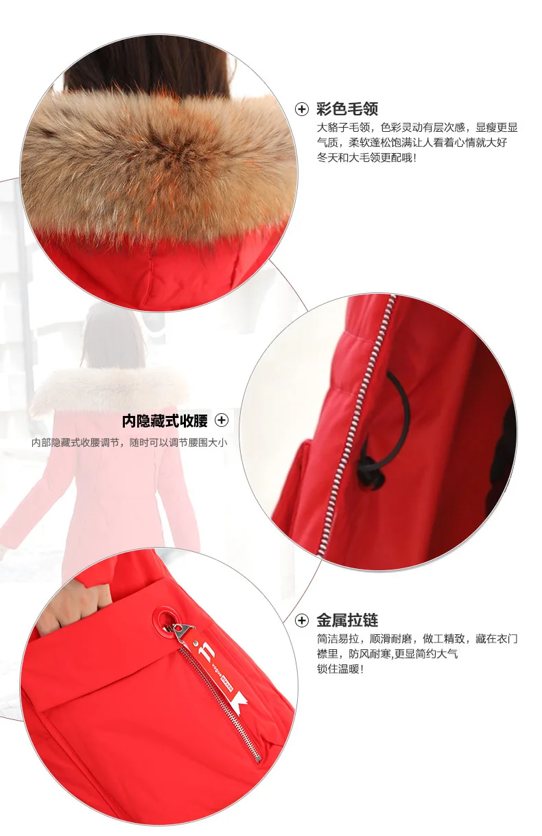 Winter Brand New Style WOMEN'S down Jacket Thick-High-End Slim Fit Raccoon Fur Collar Mid-length down Feather Coat