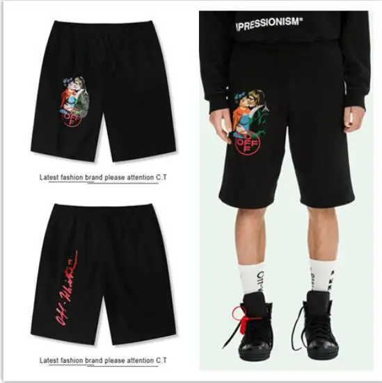 OFF-WHITE C/O VIRGIL ABLOH OW 19ss уличная печать полосатые свободные спортивные шорты пляжные шорты мужские спортивные шорты