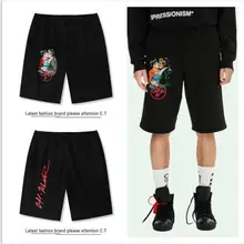 OFF-WHITE C/O VIRGIL ABLOH OW 19ss уличная печать полосатые свободные спортивные шорты пляжные шорты мужские спортивные шорты