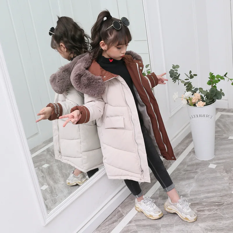 

Children Winter Down Cotton Jacket 2019 New Fashion Girl Clothing Kids Clothes Thick Parka Fur Hooded Snowsuit Outerwear Coat