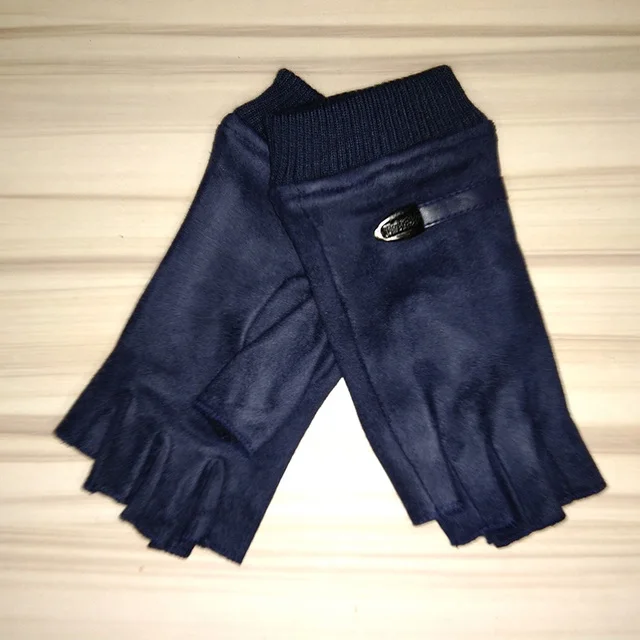 Men's Black Rivet Punk Half Finger Leather Gloves