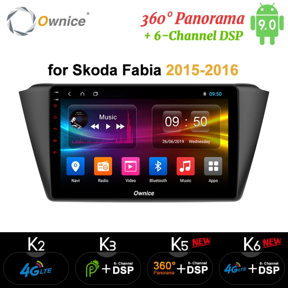 Ownice K6 K5 K3 Android 9,0 автомобильный Радио плеер для Skoda Fabia Автомобильный мультимедийный 4g Lte Dvr Dab+ DSP gps навигатор