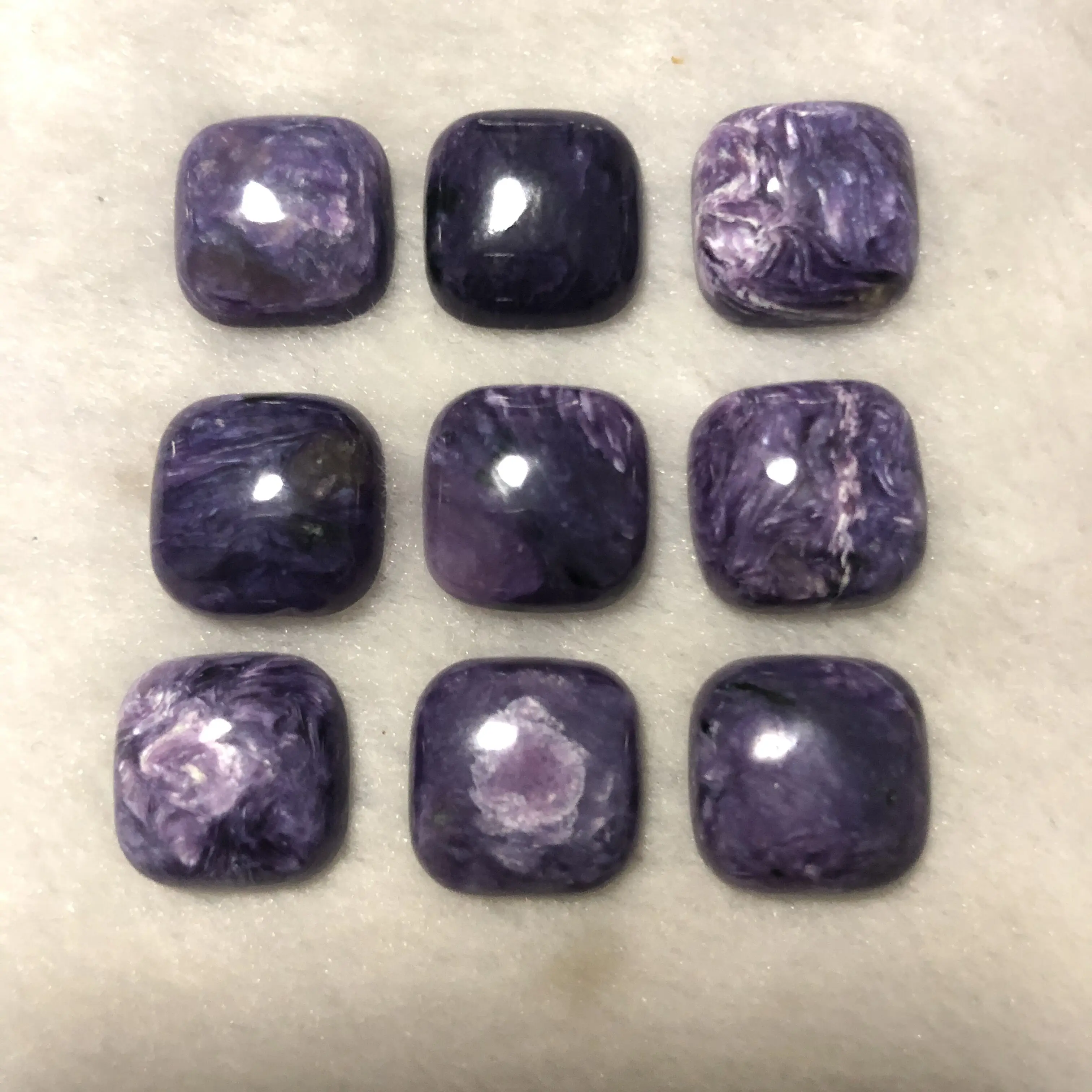 Vendi!! 2 Pezzi Cabochon Di Perline Di Charoite Naturale 15Mm Cuscino Quadrato Perline Cabochon, Gioielli In Pietra Preziosa, Cabochon Di Perline, Fac