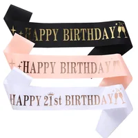 歳の誕生日のためのサテンベルト,16,18,21,30,40,50,60歳の誕生日パーティーの装飾,女の子へのギフト,誕生日用品