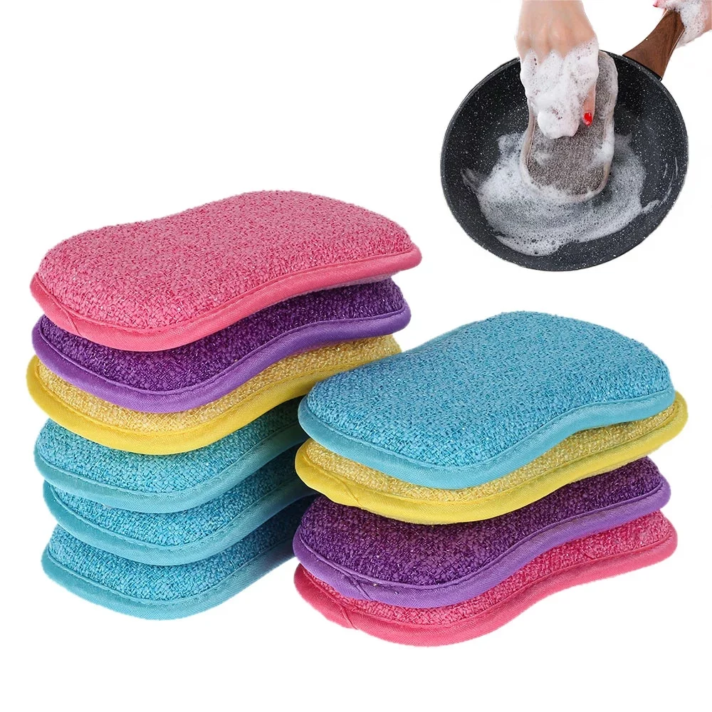 5/10PCS Scrub Sponges for Dishes Non-Scratch Microfiber Sponge Non Stick Pot Cleaning Cleaner Kitchen Tools Wash Gadgets | Дом и сад