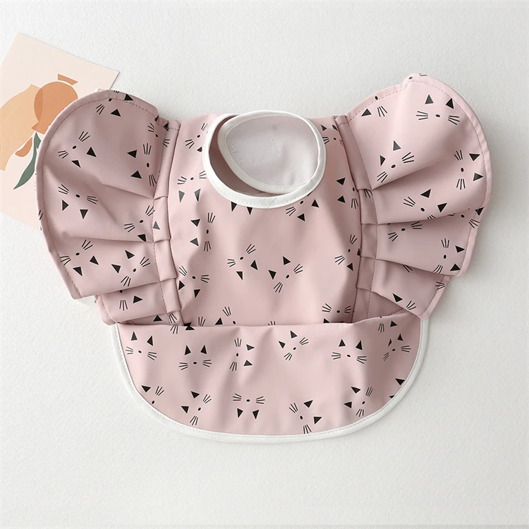 Baby Accessories luxury	 Baby Bibs INS Nordic Style Angel Feed Pocket Burp Girl Boy Infant Meals Bib Waterproof Easy Clean Cute Elephant Bibs Soft PU accessoriesbaby eating 