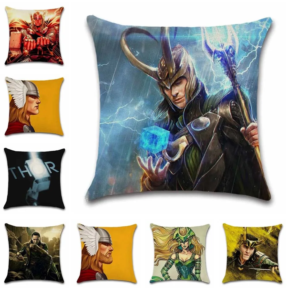 Чехол для подушки с изображением супергероя Тора и зла бежевого цвета