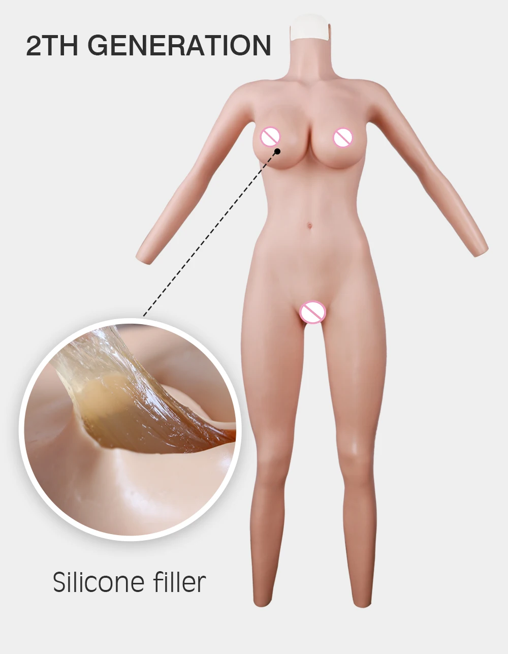 Eyung Realistic Full Body Silicone Bodysuit Crossdresser Drag Queen Costume Silicone Breast Forms Fake Boobs Zentai Suit (4)