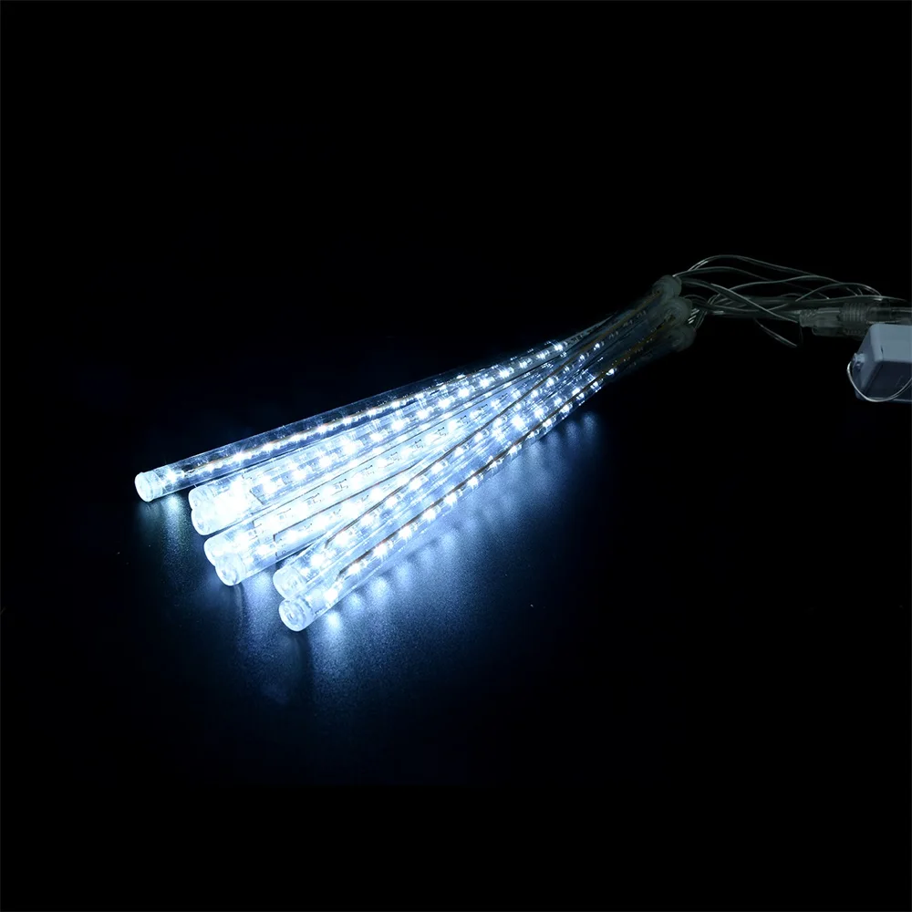 Multi-color Strip Lights Meteor Shower Rain Tubes LED String Christmas Lights Wedding Garden Holiday Decorate Waterproof Light - Испускаемый цвет: White EU PLUG