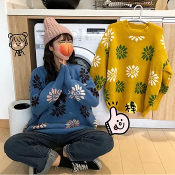 

Women's Sweater Sweet Cute Winter Simple Long Sleeve Cute Snowflake Print Sweaters Casual Loose Round Collar Sweater Tops
