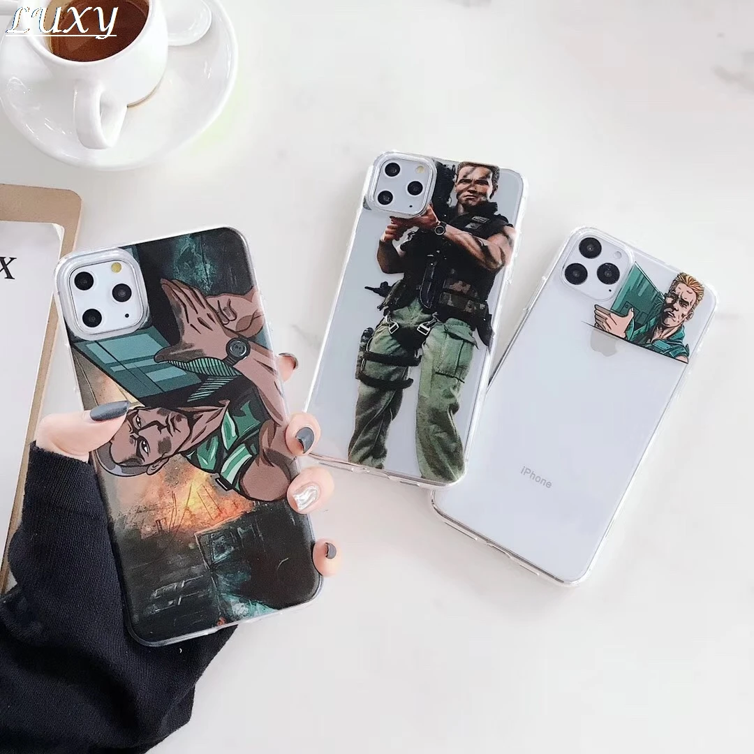 

Cartoon Arnold Schwarzenegger Bodybuilding strength Phone Case For Apple iPhone 11 Pro X XS Max XR 7 8 6 S Plus soft TPU Cover