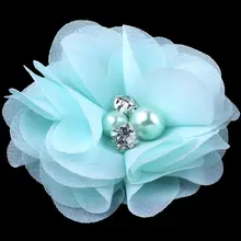 Детские аксессуары для волос, стеклянные стразы, шифоновая ткань, цветы, повязка для волос для девочек, аксессуары, головной убор для девочек