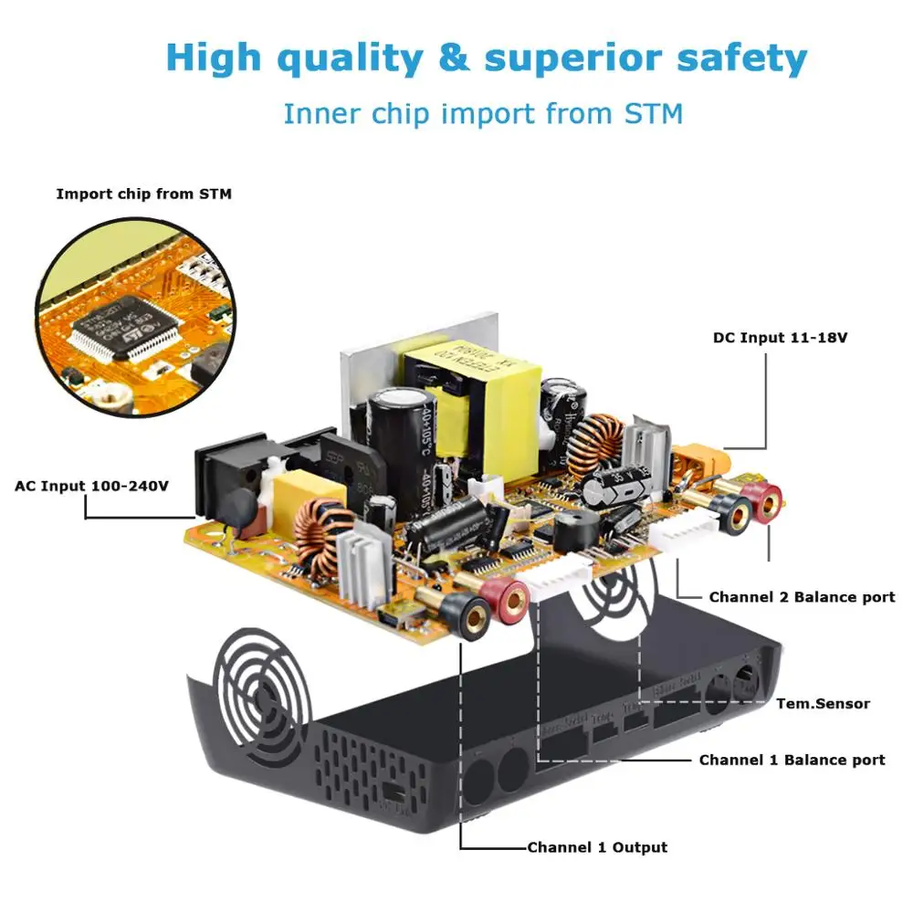 HTRC C240 DUO RC балансирующее зарядное устройство AC 150 Вт/DC 240 Вт Двухканальное 10A dis для
