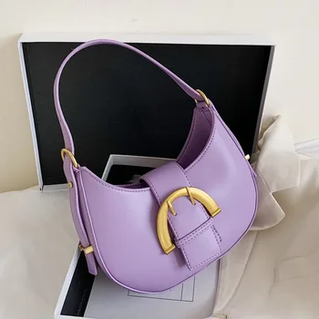 

Small Luxury Underarm Bag Baguette Handbags Pu Leather Crossbody Bags Women 2020 Summer Lady Solid Color Female Cross Body Bag