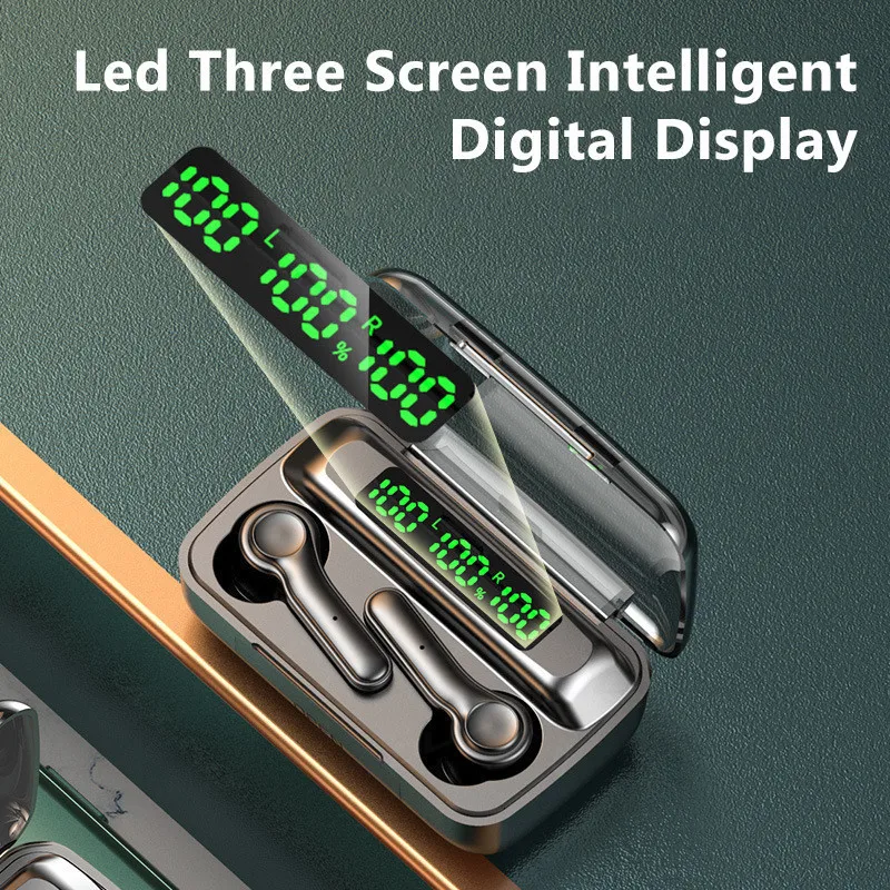 Wireless Bluetooth 5.1 TWS Earphones 2000mAh Waterproof Sports Headphone HiFi 9D Bass Stereo Headphones with Microphones