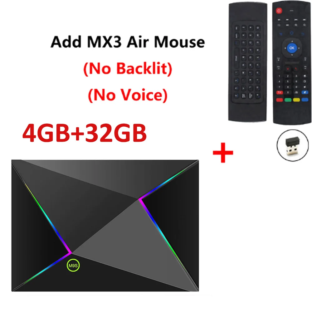 4GB 32GB add mx3 M9S Z8 Smart Tv Box Android9.0 2,4G wifi LAN 10/100M 6K HD телеприставка 4 ГБ 32 ГБ/64 ГБ 3D 2,4G беспроводная мышь Youtube медиаплеер - Цвет: 4GB 32GB add mx3