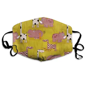 

Cute Giraffe And Little Hippo Washable Reusable Mask, Cotton Anti Dust Half Face Mouth Mask For Kids Teens Men Women With