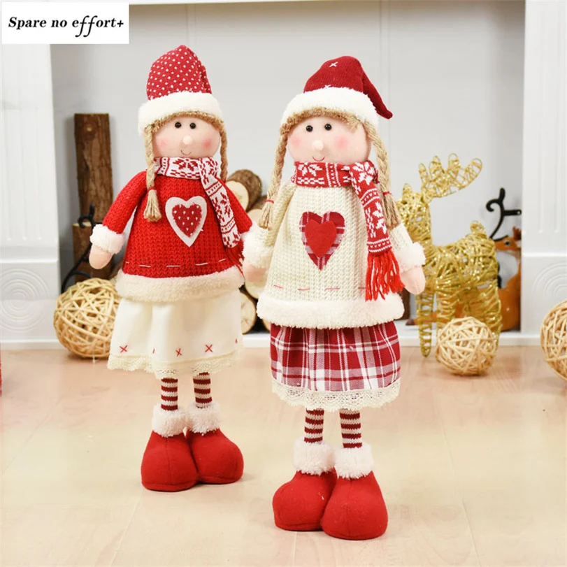 Красные рождественские куклы для девочек, статуэтка Navidad, елочные украшения, Новогодние рождественские украшения для дома, вечерние украшения для детей
