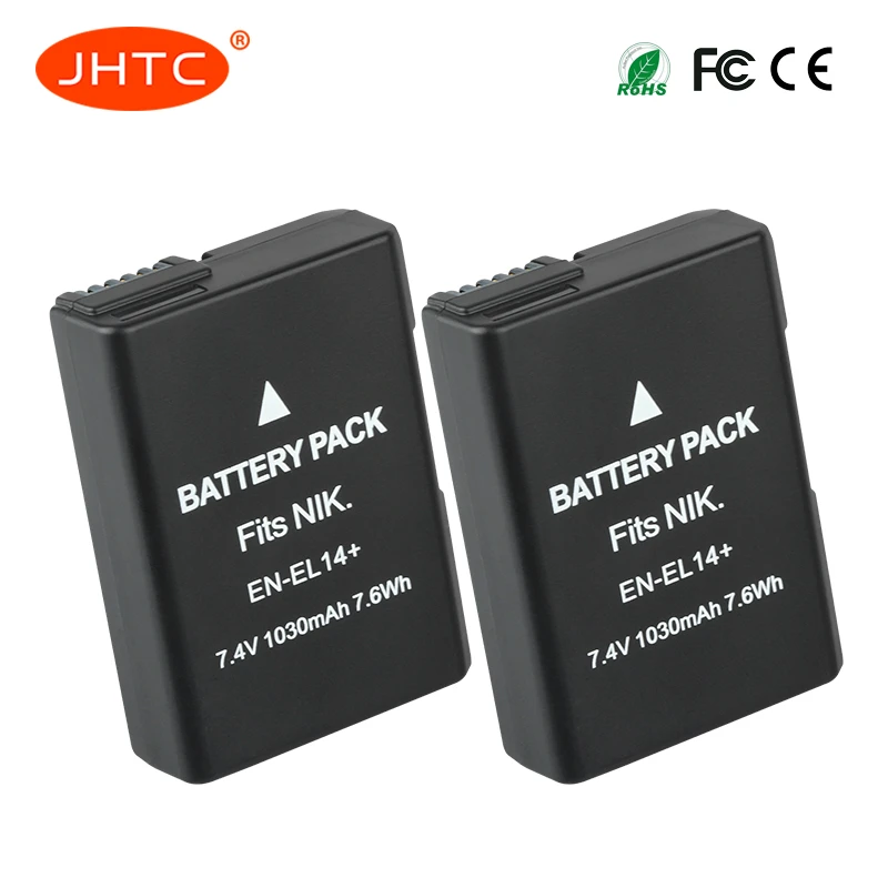 Батарея EN-EL14 1030mah для Nikon D3200 D3400 D3300 D3100 D5100 D5200 D5300 D5600 Камера Батарея ENEL14 RU EL14a Зарядное устройство 8,4 V - Цвет: 2pcs Battery
