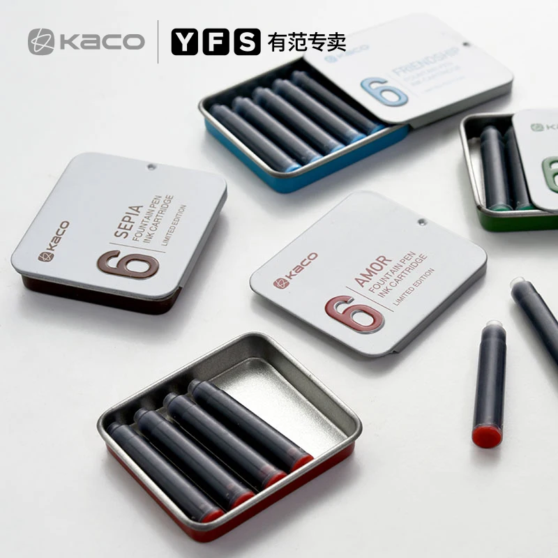

kaco 6PCS Disposable Blue and Black Fountain Pen Ink Cartridge Refills Length Fountain Pen Ink Cartridge Refills
