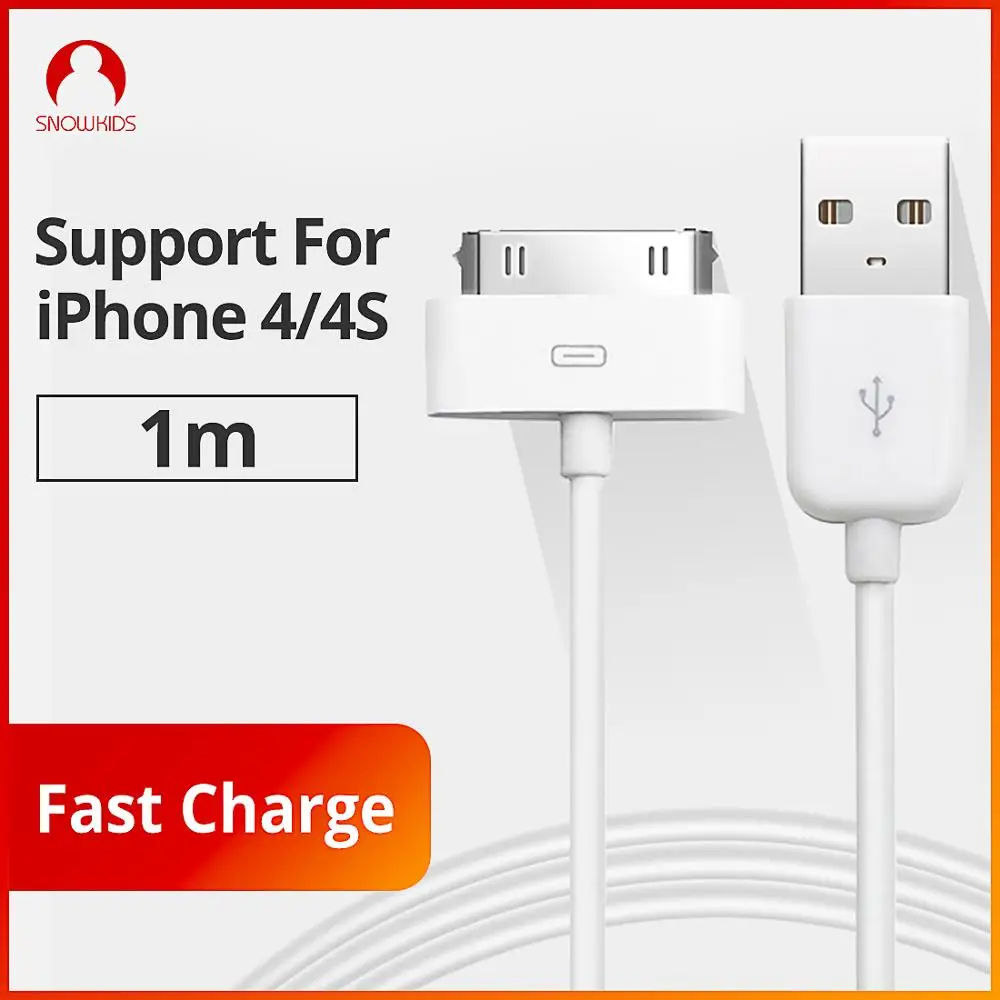 Usb-кабель Snowkids для iPhone 4, 4S, 3G, iPad 2, 3, iPod, Nano, Mini Touch, быстрая зарядка, 30 Pin, зарядное устройство, кабель для синхронизации данных