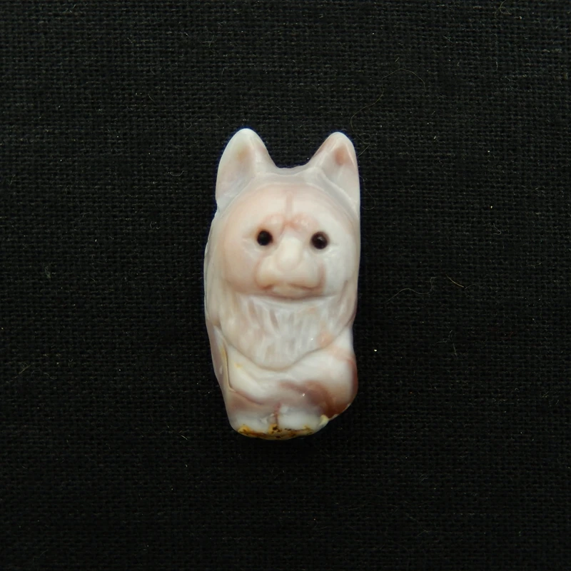 

New Design Semiprecious Stone Natural Pink Agate Carved Animal Wolf Necklace Accessories Pendant Bead 35x18x15mm 10.3g