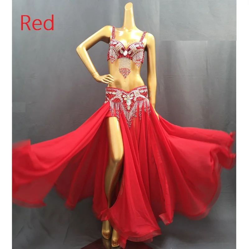 HotSaleProfessionalWomenBeadedBellyDanceCostumeSetForStage